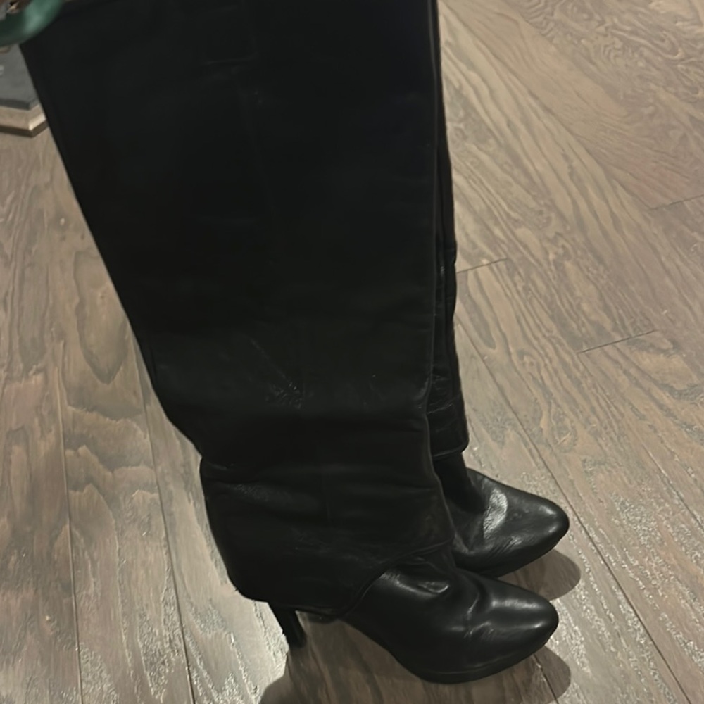 Black Leather Knee-High Boots